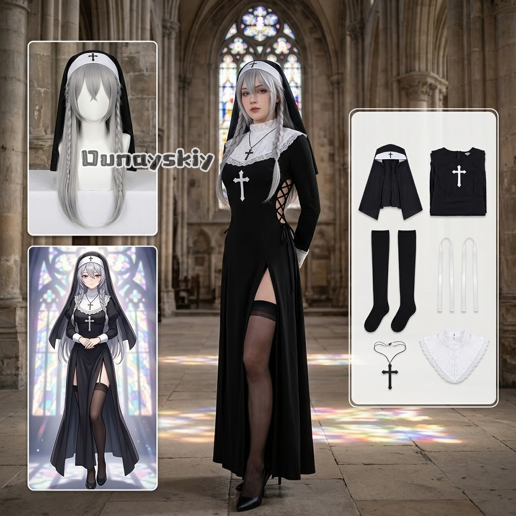 Anime Cosplay Nun - KS*06 Costume Originale da Suora, Bustier