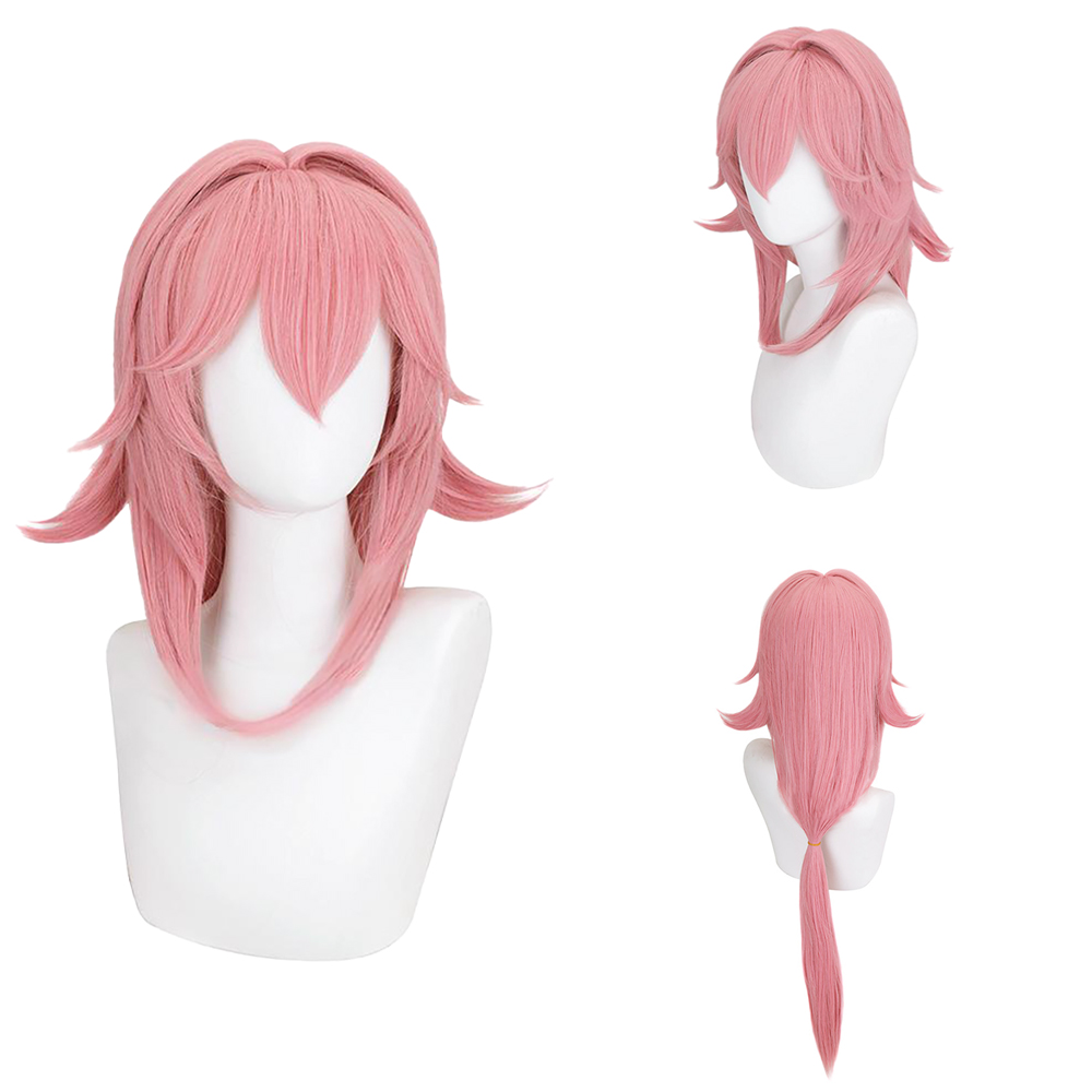 Cosplay Anime Yae Miko - Parrucca Cosplay Yae Miko Rosa Naturale
