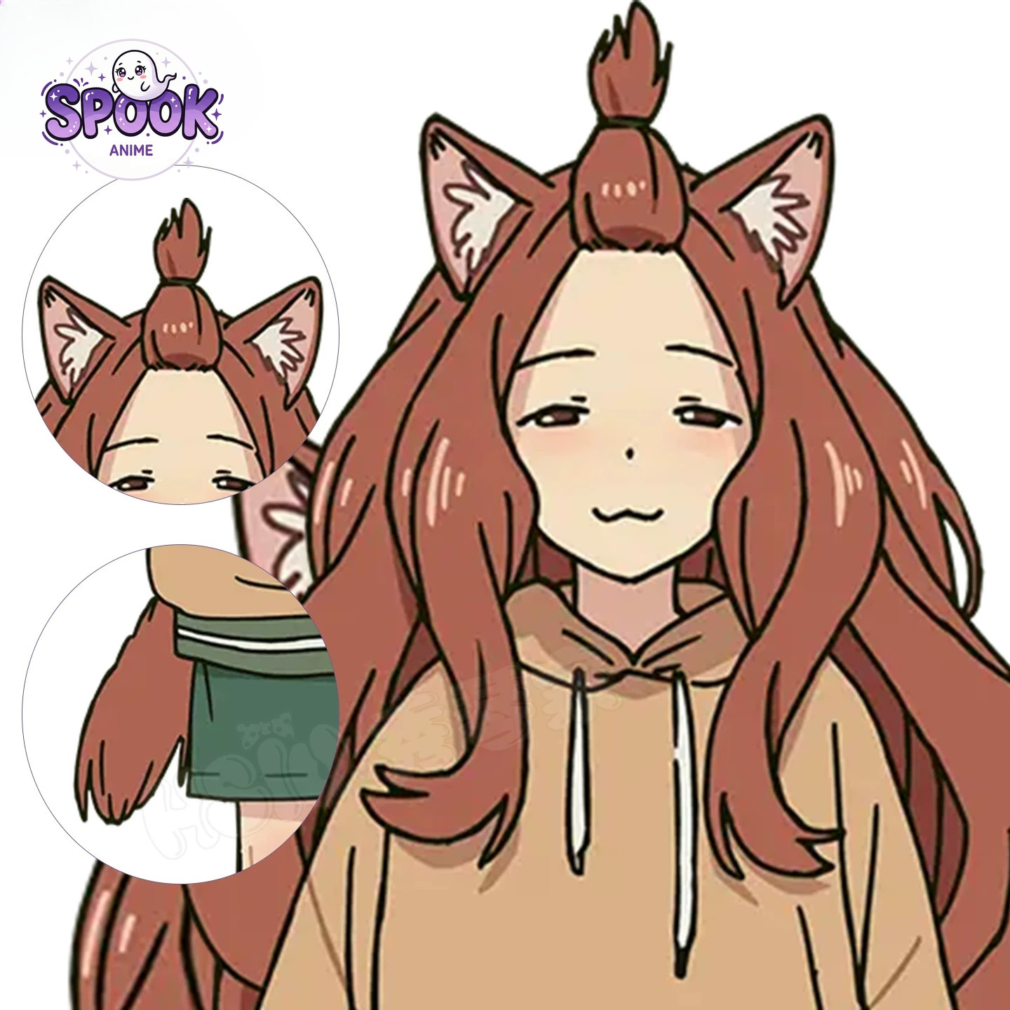 Anime Cosplay Cat - Parrucca Lunga Marrone con Orecchie da