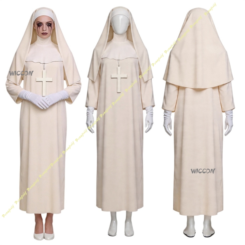 Anime Cosplay Nun - Costume da suora Off White per